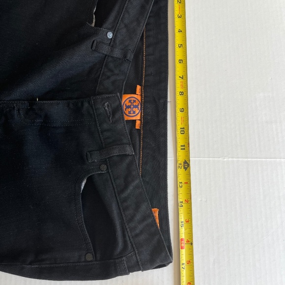 Tory Burch Sz 31 Black Super Skinny Slim Jeans Pants Pockets Logo - Picture 10 of 13